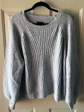 Simply Vera Vera Wang Light Gray Ribbed Crewneck Sweater